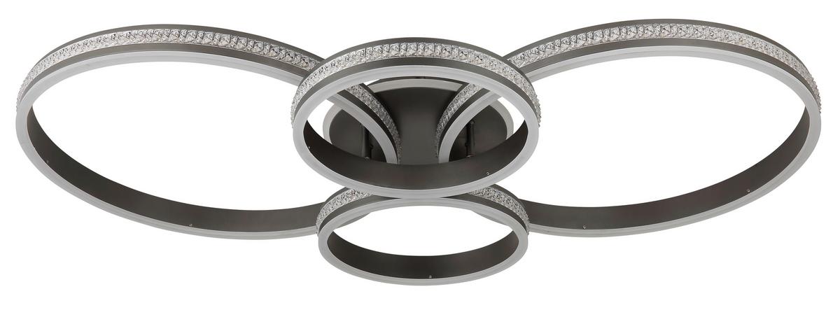 Led Stropna Svjetiljka Grouni - boje titana/prozirno, Design, metal/plastika (51,5/11,4cm) - Globo