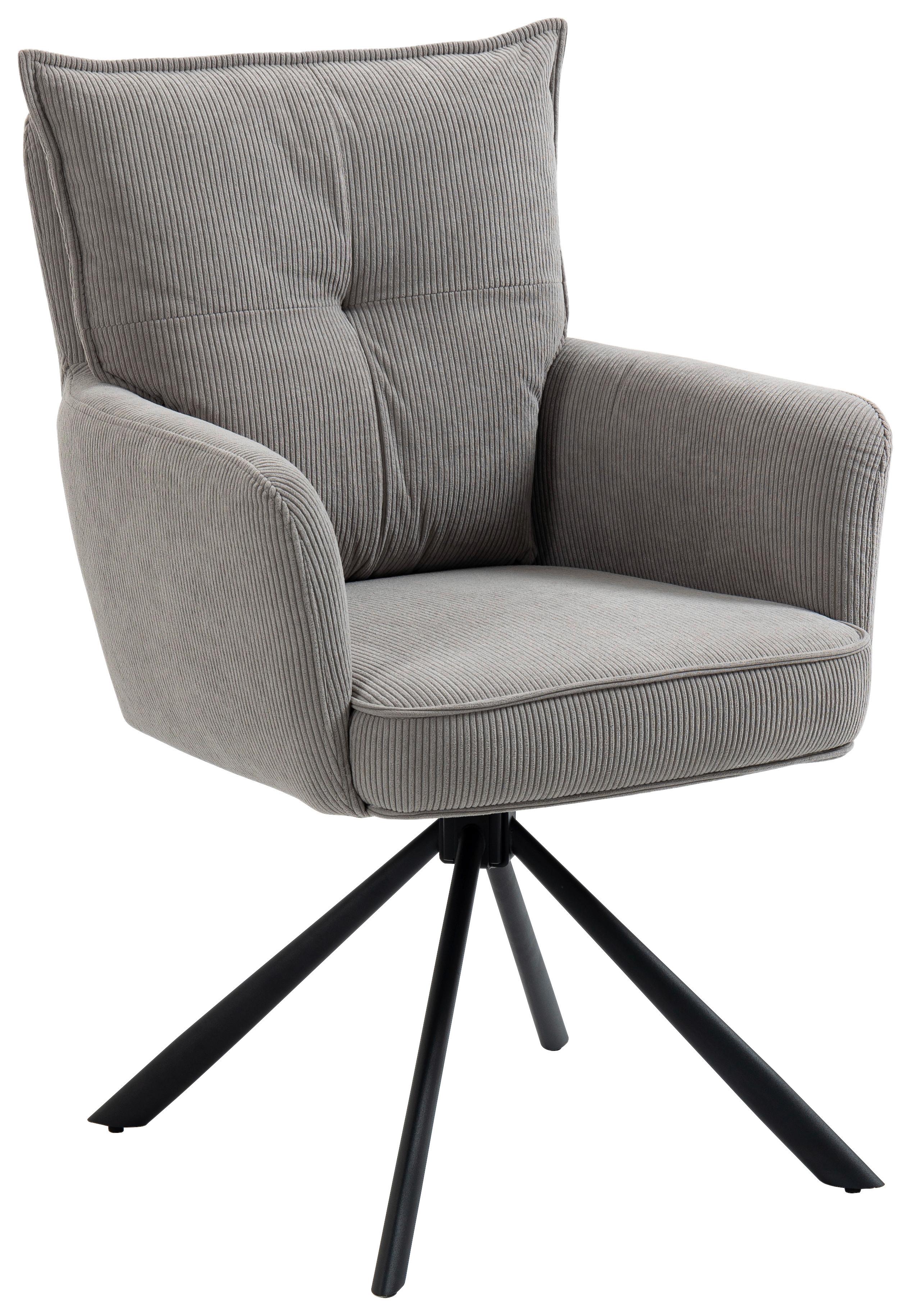 KRZESŁO Z PODŁOKIETNIKAMI POINT - czarny/taupe, Design, metal/tkanina (60/95/67cm) - Novel