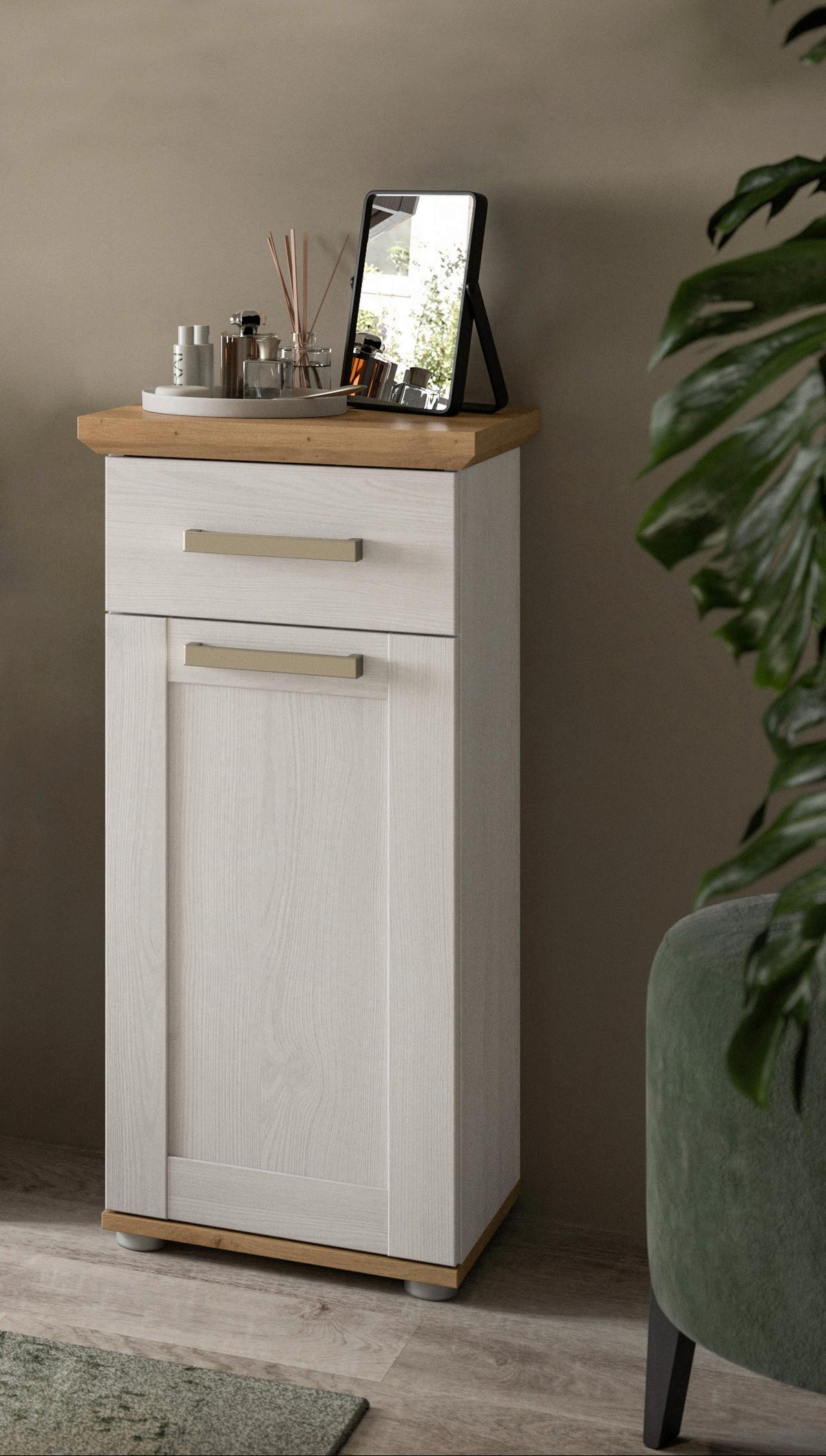 Midischrank Verona Lärchenfarben/Eiche Artisan - Silberfarben/Lärchefarben, Trend, Holzwerkstoff/Kunststoff (39/85/34cm) - MID.YOU