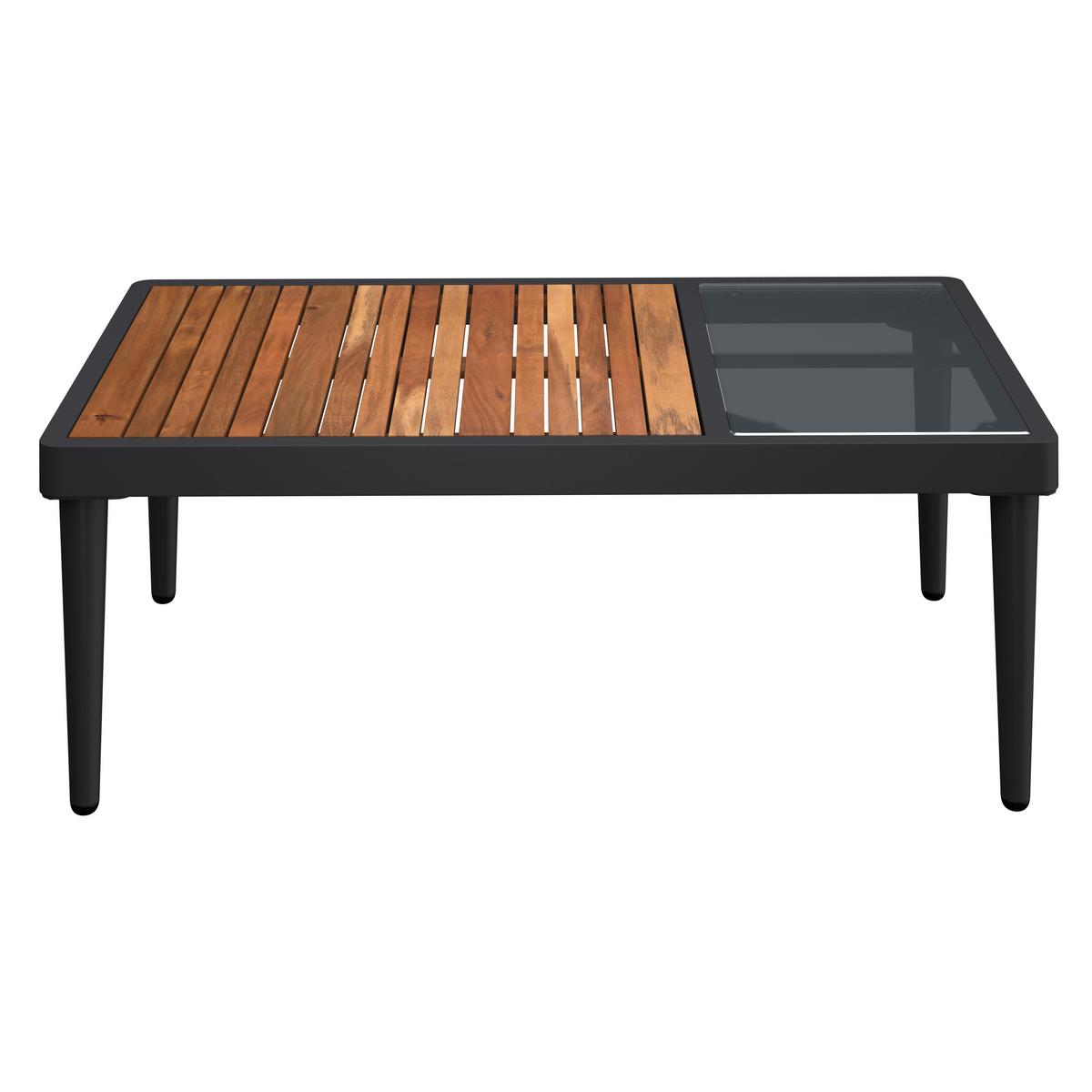 Lounge Garnitura Basel, Siva, Akacija, 3-Delno - siva/naravne barve, Moderno, kovina/steklo (186/150cm) - Beldano