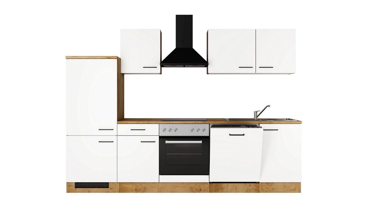 Küchenblock Avila m. Geräten Magnolie - Eichefarben/Magnolie, Trend, Holzwerkstoff/Metall (280cm) - FlexWell