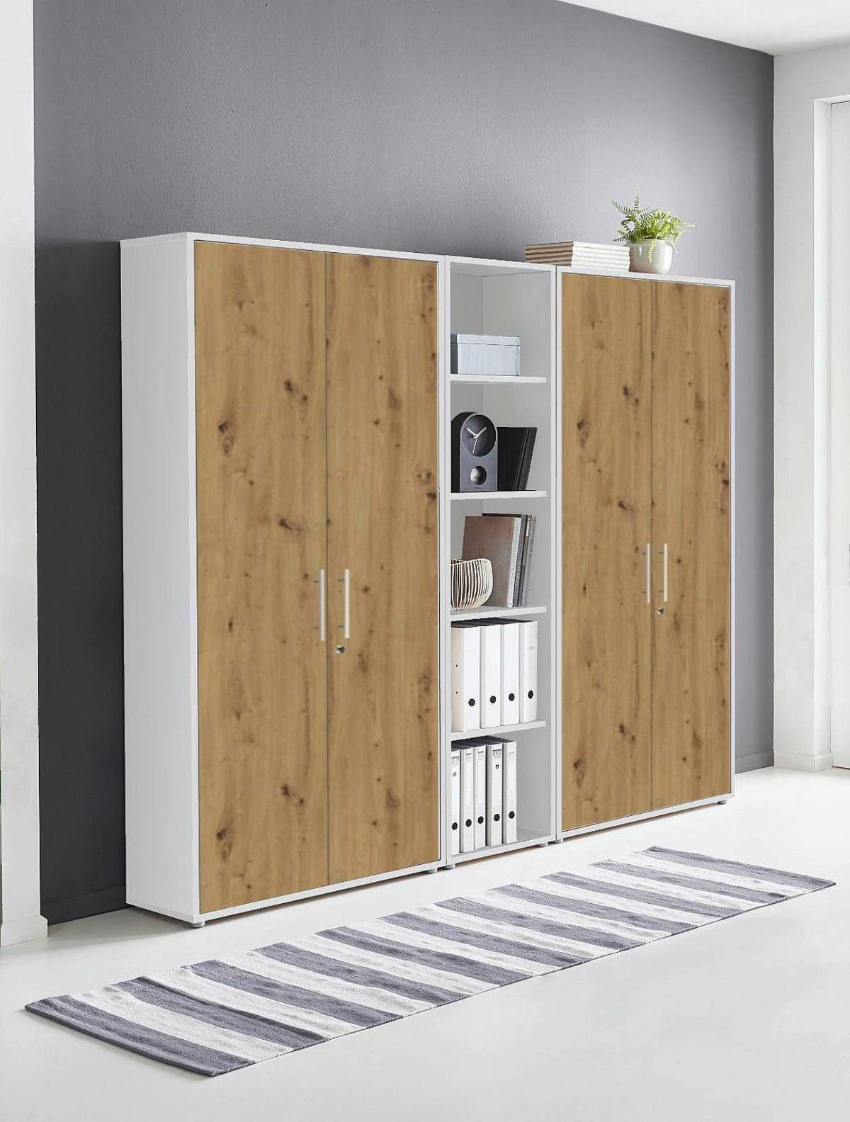 AKTENSCHRANK OFFICE EDITION - SW SET 10 - Eiche Artisan/Weiß, MODERN, Holzwerkstoff (212,9/185,6/33cm) - MID.YOU