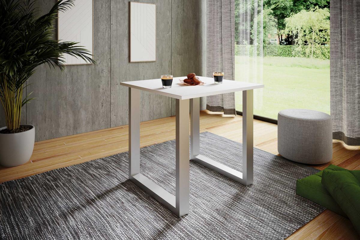 Jedilna Miza Xona, Bela, Srebrna - srebrne barve/bela, Basics, leseni material (80/80/76cm) - MID.YOU