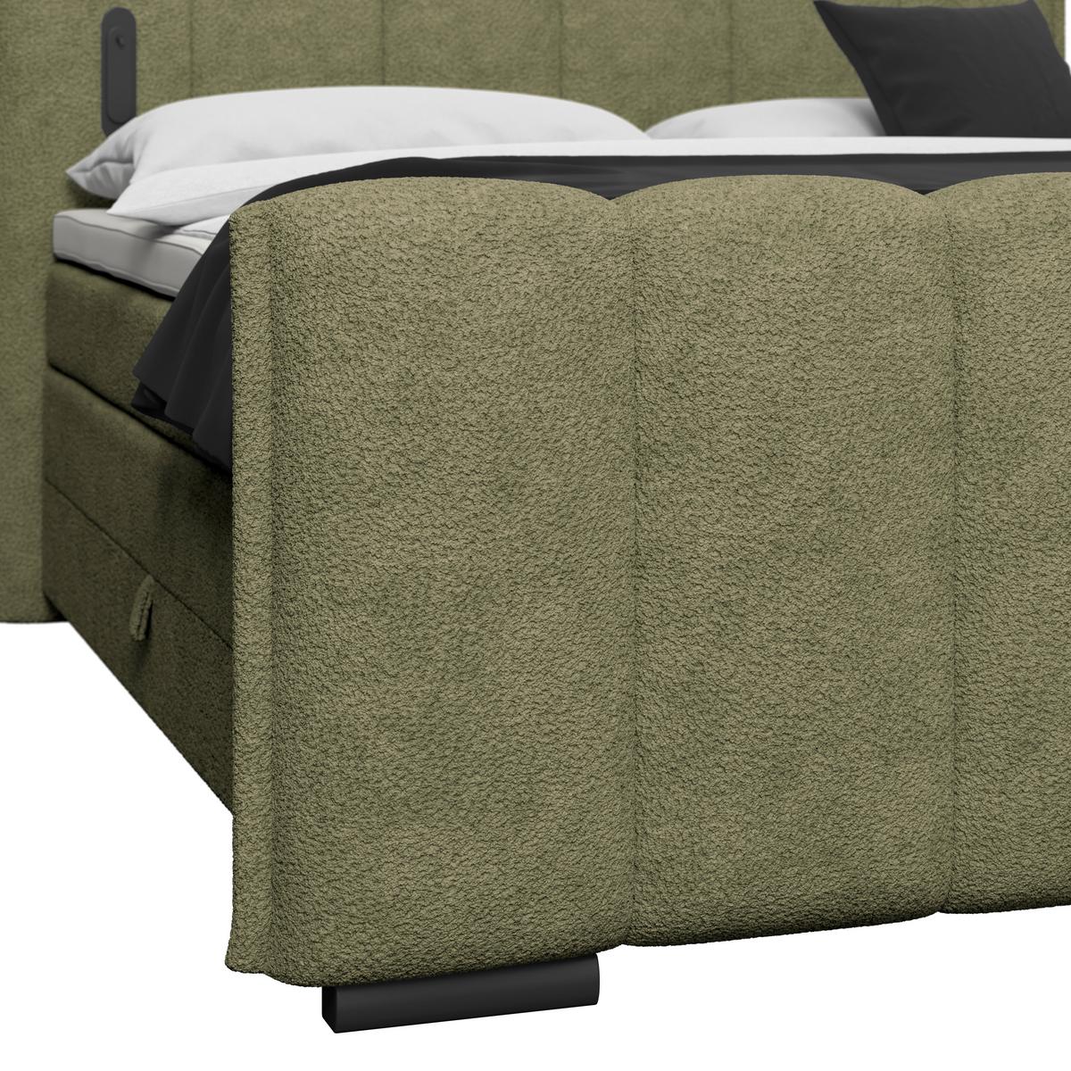 Boxspring Krevet Elysia - zelena/crna, Trend, drvni materijal/drvo (200/220cm) - Premium Living