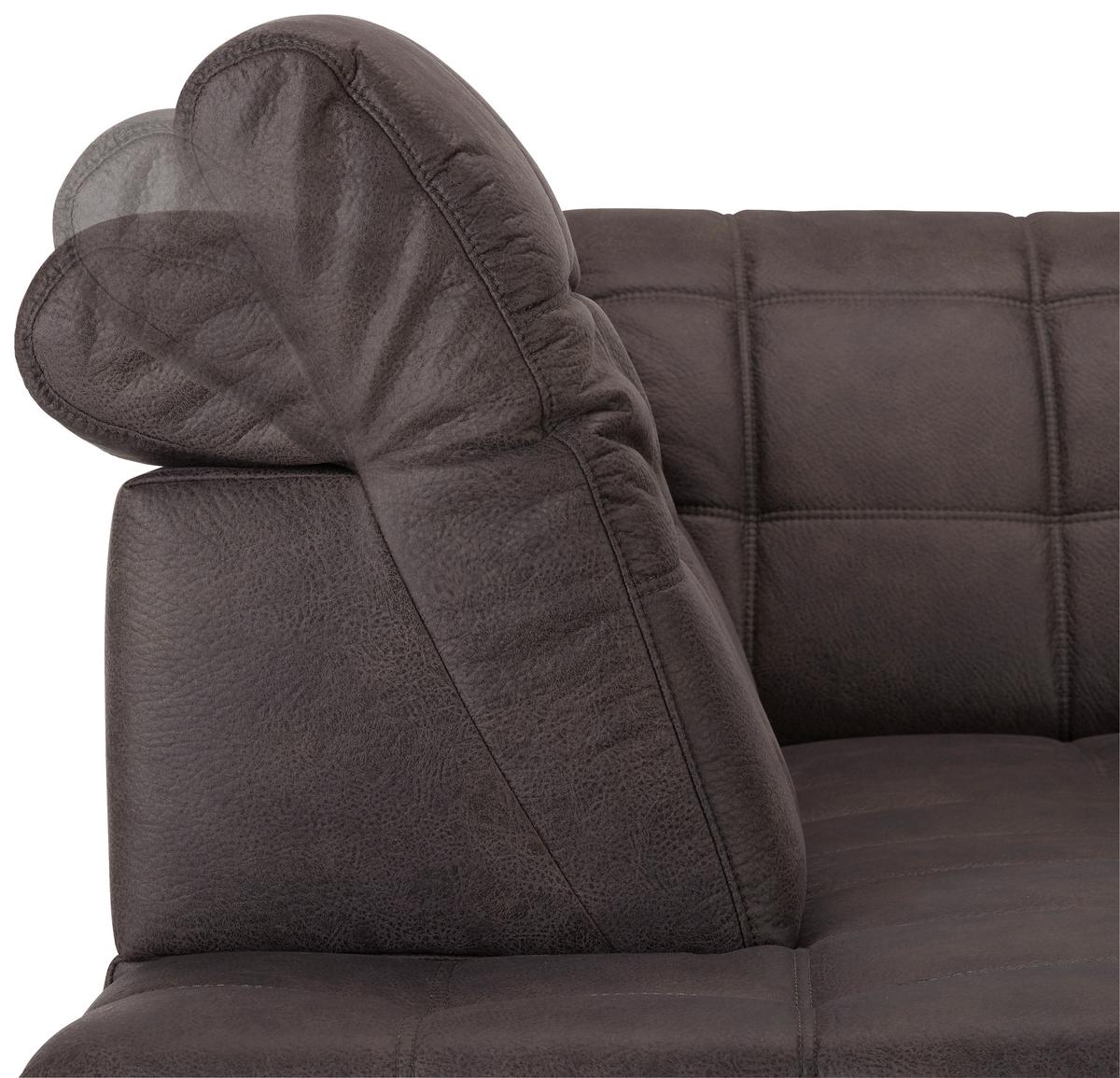 Ecksofa Panama Links Anthrazit - Anthrazit/Schwarz, KONVENTIONELL, Textil/Metall (216/89-102/304cm) - Premium Living