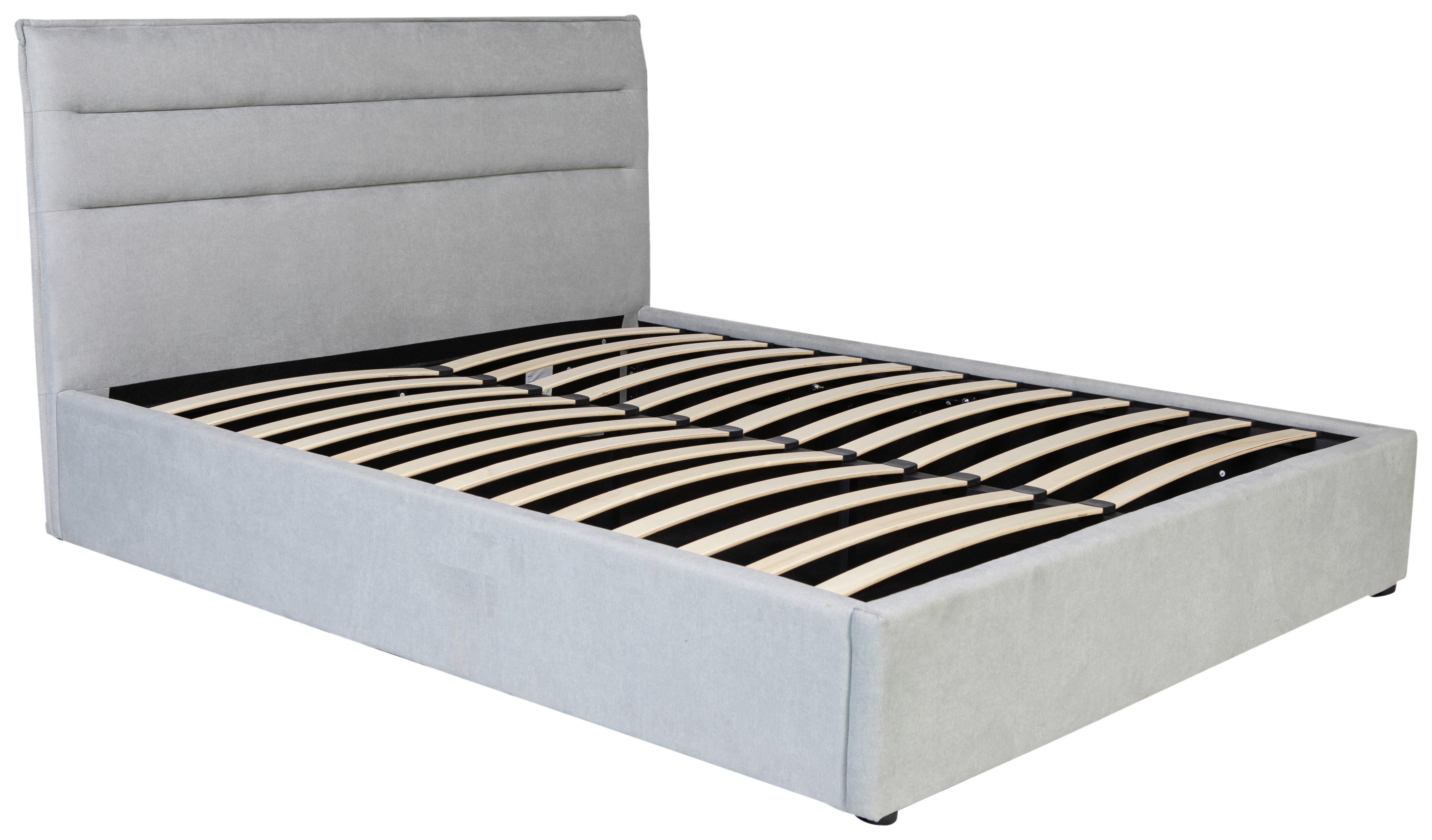 Polsterbett Sienna Hellgrau ca. 120x200cm - Hellgrau/Schwarz, LIFESTYLE, Holz/Kunststoff (120/200cm) - Based