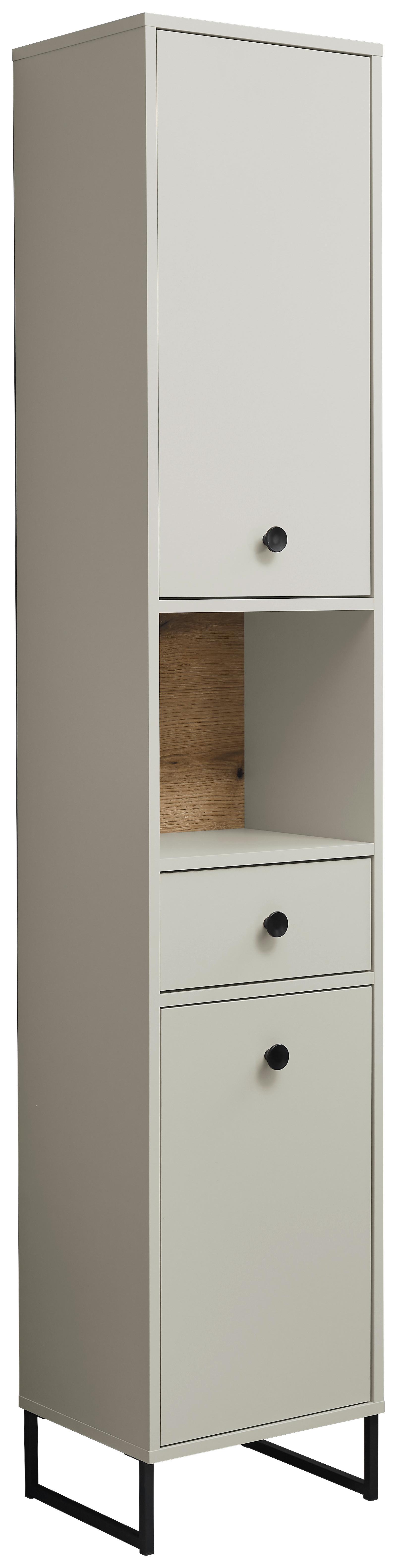 SZAFKA WYSOKA LINEA - kolor dębowy/kaszmir, Modern, materiał drewnopochodny/tworzywo sztuczne (38/195/32cm) - MID.YOU