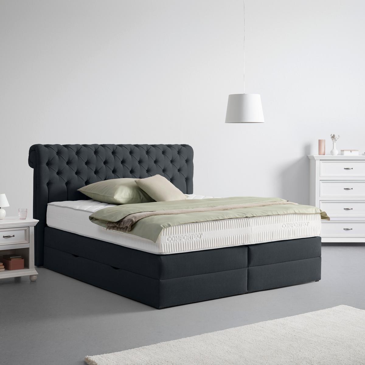 Boxspringbett Belano Schwarz ca. 180x200cm - Schwarz, Konventionell, Holz/Holzwerkstoff (180/200cm) - Premium Living