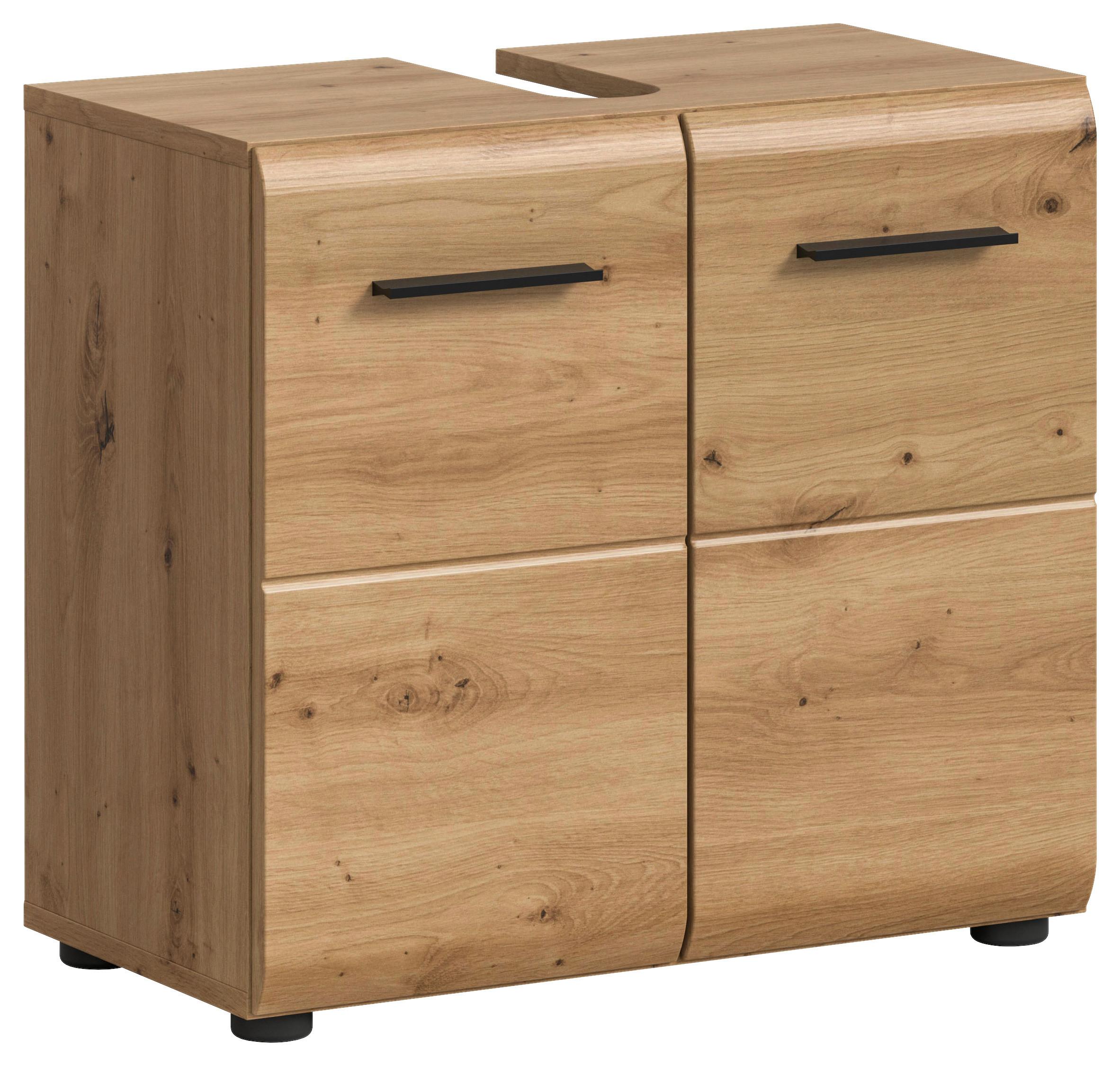 Omarica Za Pod Umivalnik Ice, Barva Hrasta - črna/hrast artisan, Basics, umetna masa/leseni material (60/54/30cm) - MID.YOU