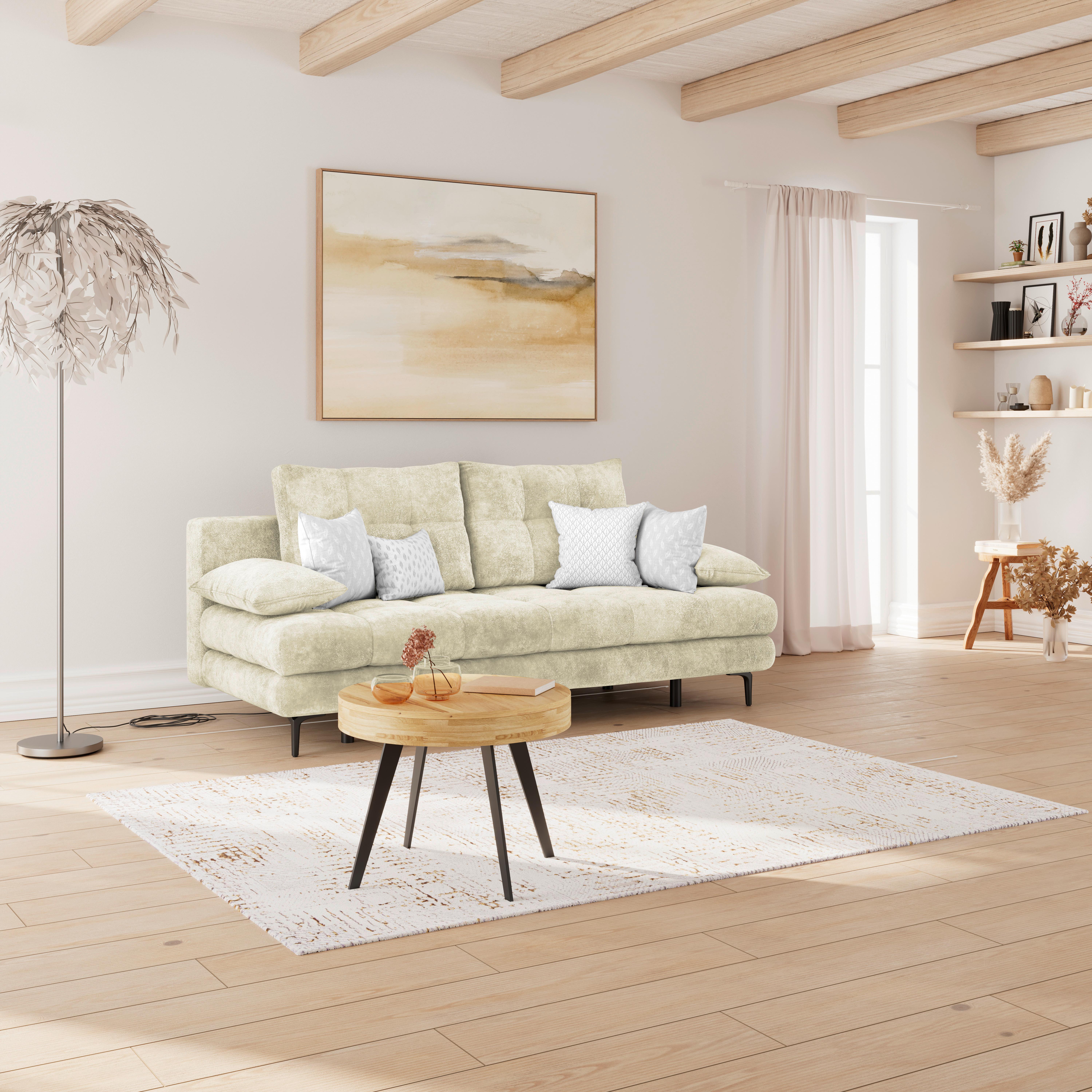 Canapea extensibila PERLA - crem, Konventionell, textil (203/94/96cm)