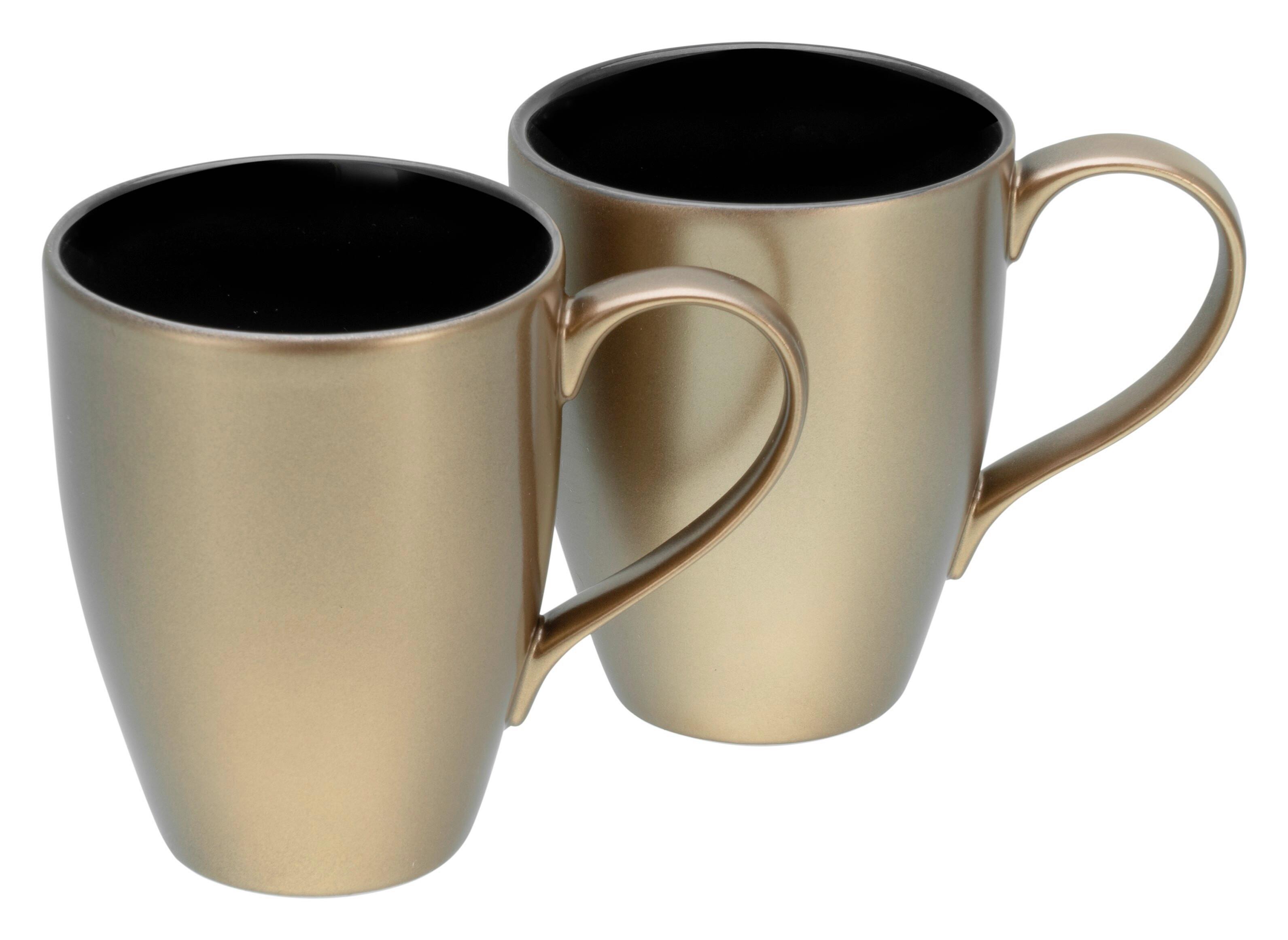 Tassenset Golden Days Schwarz/Goldfarben, 2-teilig - Goldfarben/Schwarz, Basics, Keramik - Creatable