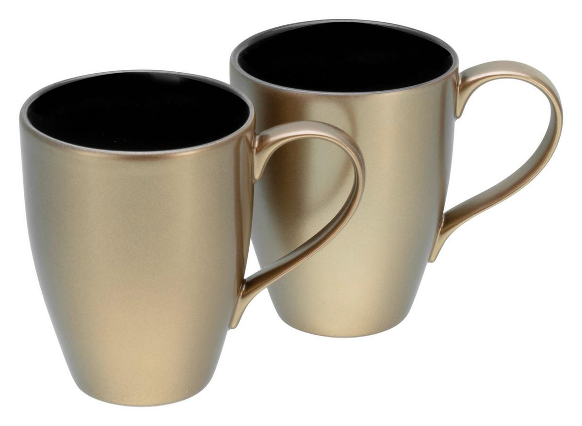 Tassenset Golden Days Schwarz/Goldfarben, 2-teilig - Goldfarben/Schwarz, Basics, Keramik - Creatable