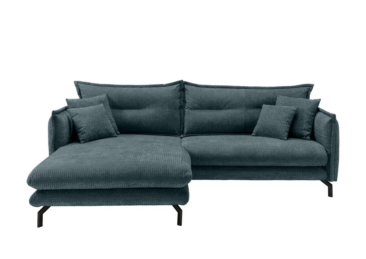 ECKSOFA LAVA - Blau/Schwarz, Design, Textil/Metall (180/255cm) - Livetastic