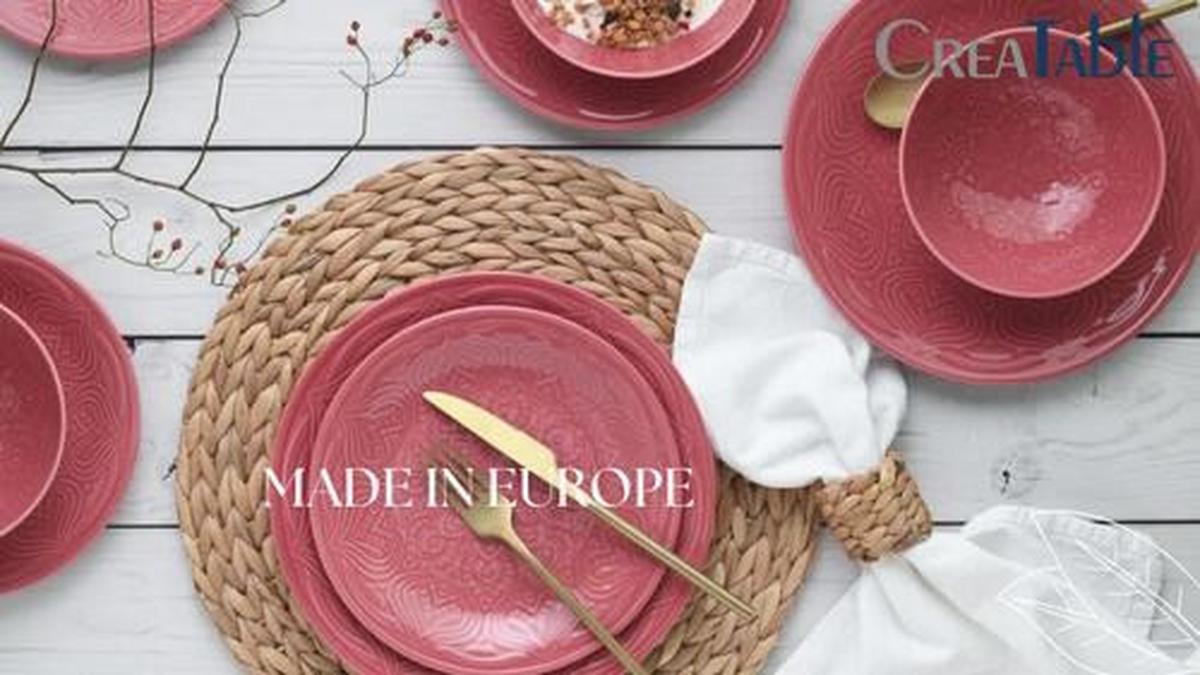 Jedilni Servis Orient Mandala, 18-Delni - temno roza, Trend, keramika - Creatable