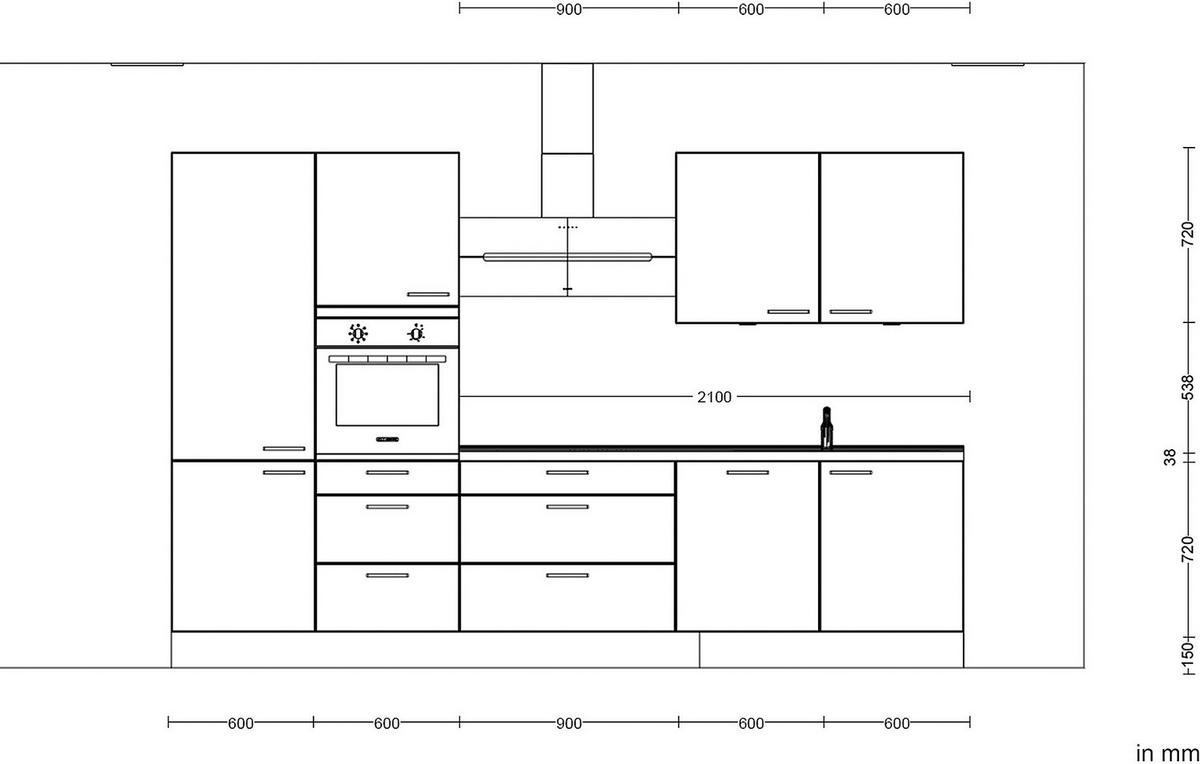 Küchenleerblock Riva High o. Geräte Schieferfarben - Schieferfarben/Edelstahlfarben, MODERN, Holzwerkstoff/Metall (330cm) - Nobilia