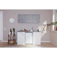 Miniküche Economy m. Geräten ca. 150cm Grau/Weiß - Alufarben/Weiß, KONVENTIONELL, Holzwerkstoff/Kunststoff (150cm) - Respekta