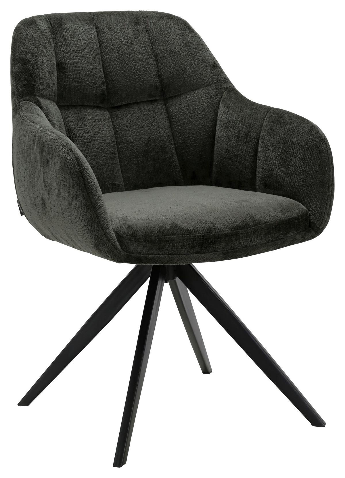 KRZESŁO Z PODŁOKIETNIKAMI MEGAN - czarny/ciemnozielony, Design, metal/tkanina (61/85,5/65,5cm) - Novel