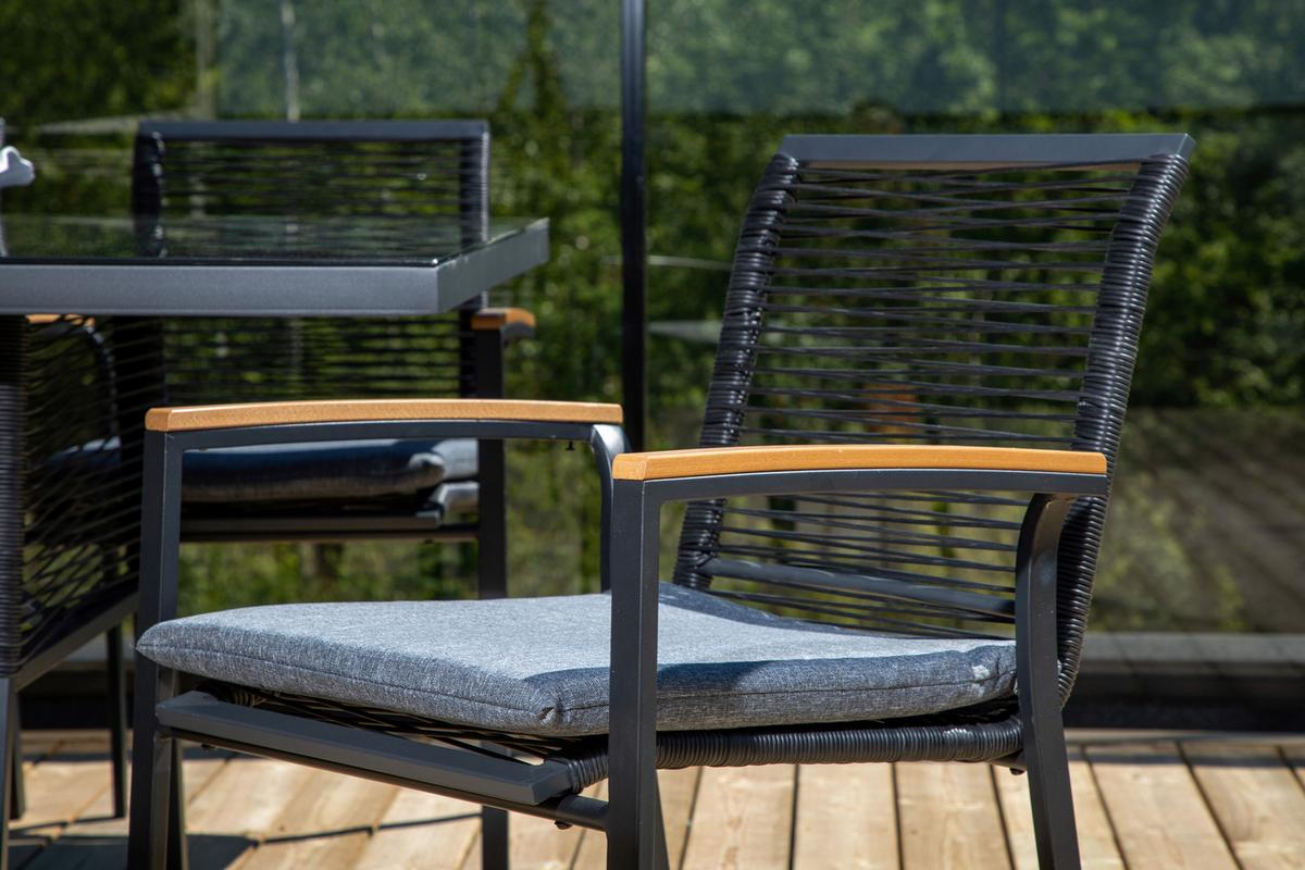 Gartenstuhl 2er-Set Dallas ca. 57x83,5x63,5 cm Schwarz - Schwarz/Akaziefarben, KONVENTIONELL, Holz/Kunststoff (57/83,5/63,5cm) - Gardenson