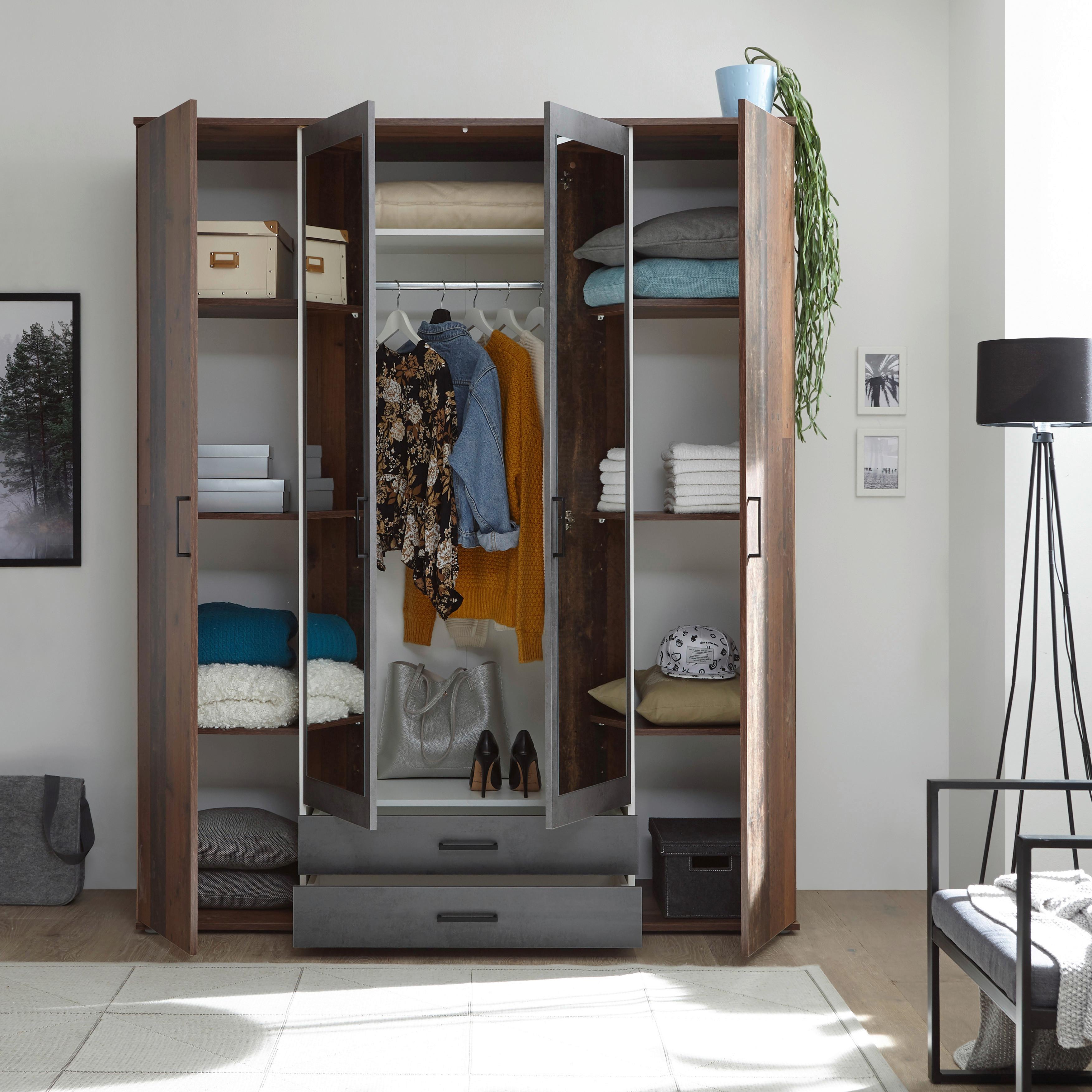 Ormar S Klasičnim Vratima Chicago - boje bagrema/boje škriljevca, Basics, staklo/drvni materijal (159/196/53,5cm) - MID.YOU