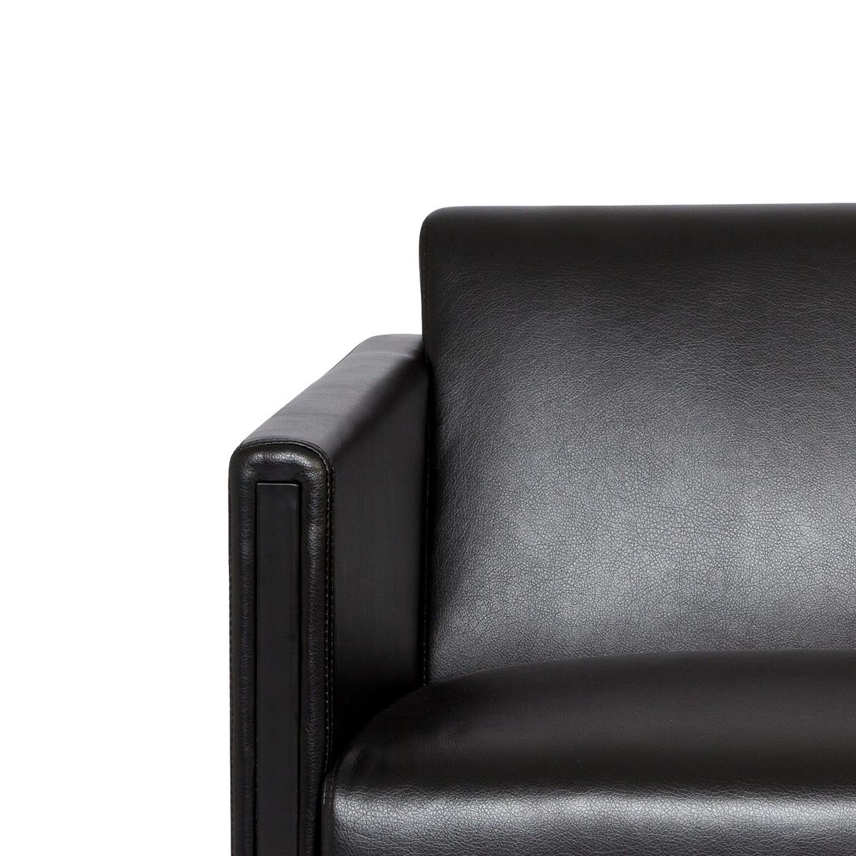 2-Sitzer-Sofa Bali Black Schwraz Lederlook - Schwarz, MODERN, Textil/Metall (111/78/71cm) - MID.YOU