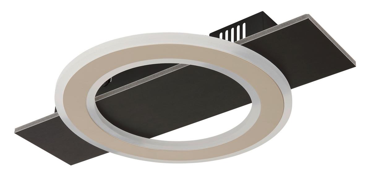 LED-DECKENLEUCHTE 48034A-18 JAYDEN - Champagner/Dunkelbraun, Design, Holzwerkstoff/Kunststoff (44/29/5,2cm) - Globo