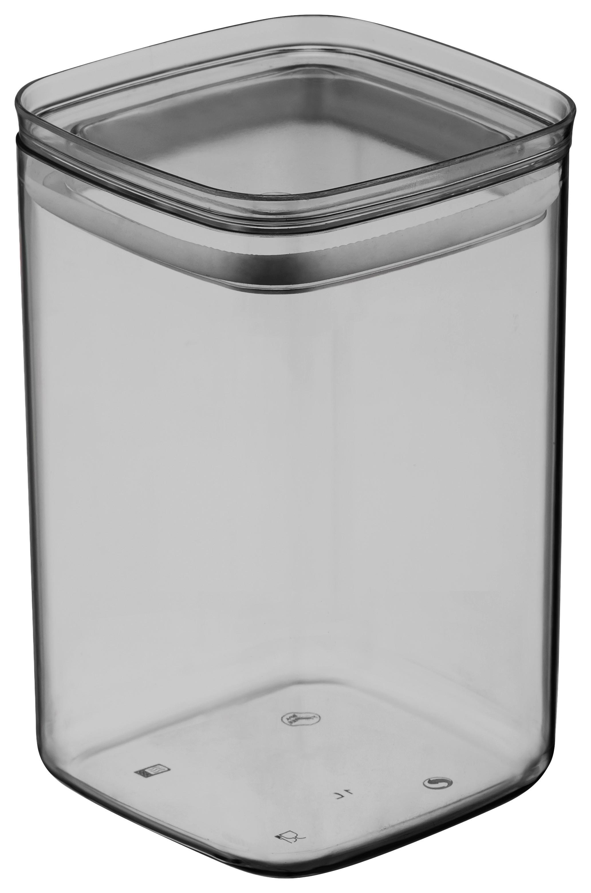 Vorratsdose Blacky in Grau/Klar/Schwarz ca. 1,4l - Klar/Schwarz, MODERN, Kunststoff (9,5/15,5/9,5cm) - Mömax