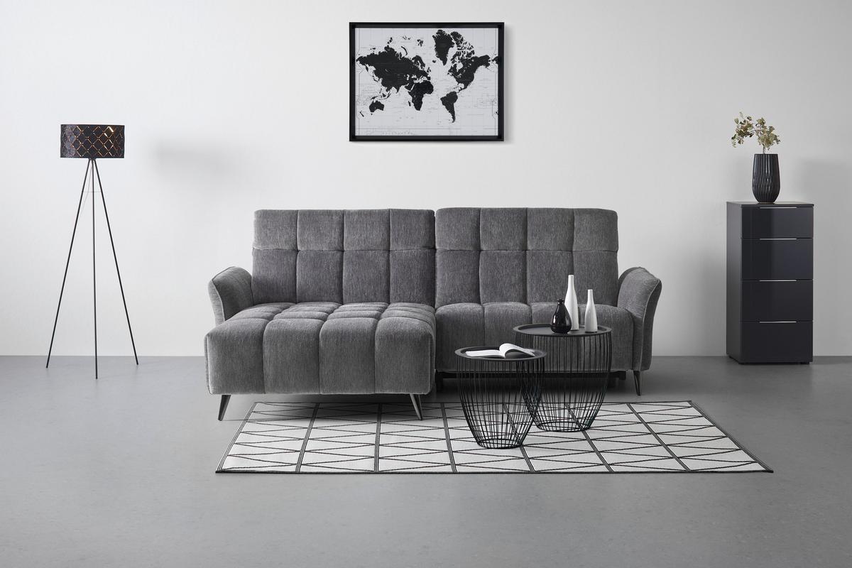 Ecksofa Pisa Anthrazit ca. 173x248cm - Anthrazit/Schwarzchrom, MODERN, Holz/Textil (173/248cm) - Mömax