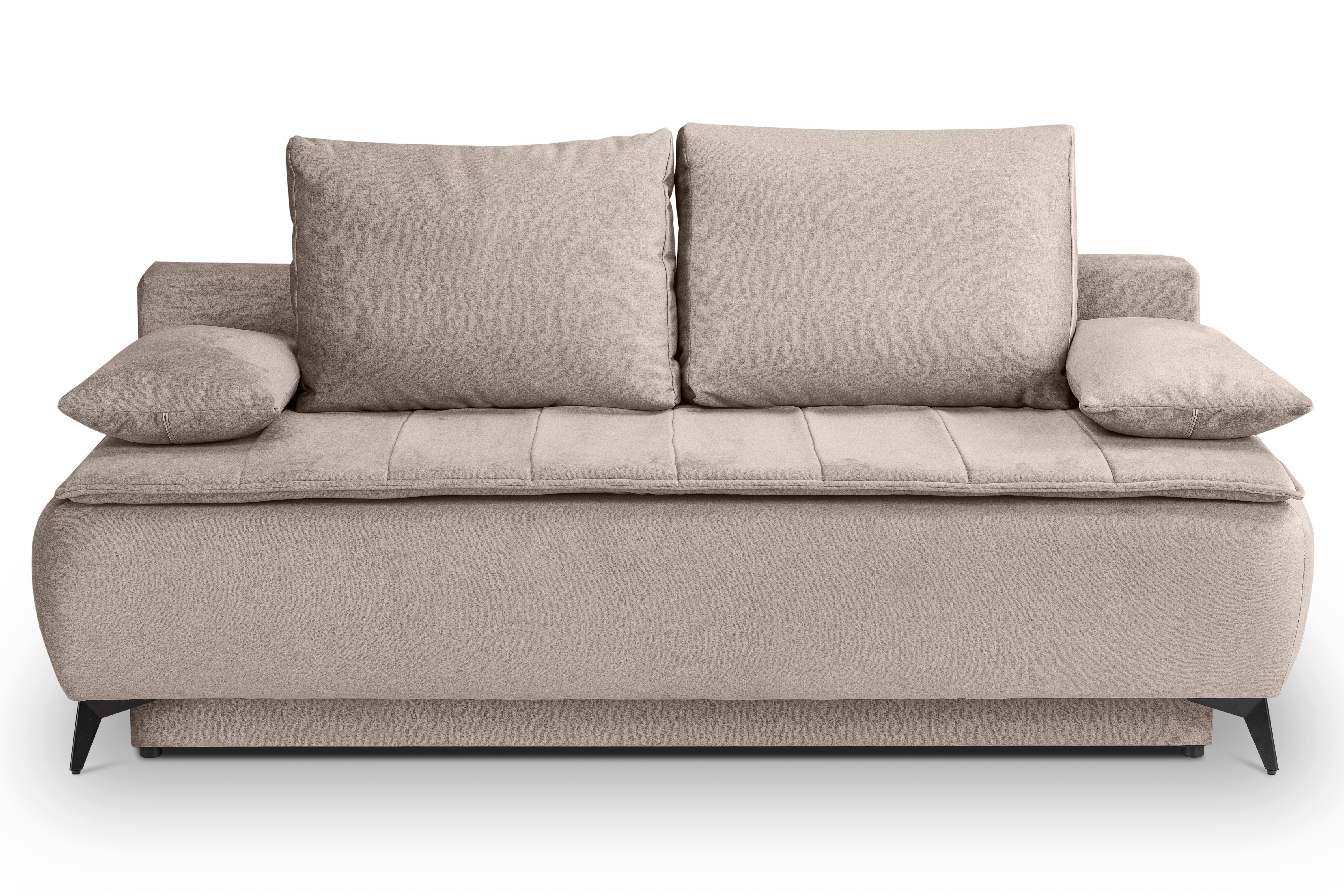 Schlafsofa Sendi Beige - Beige/Schwarz, Basics, Holz/Textil (210/103/90cm) - MID.YOU