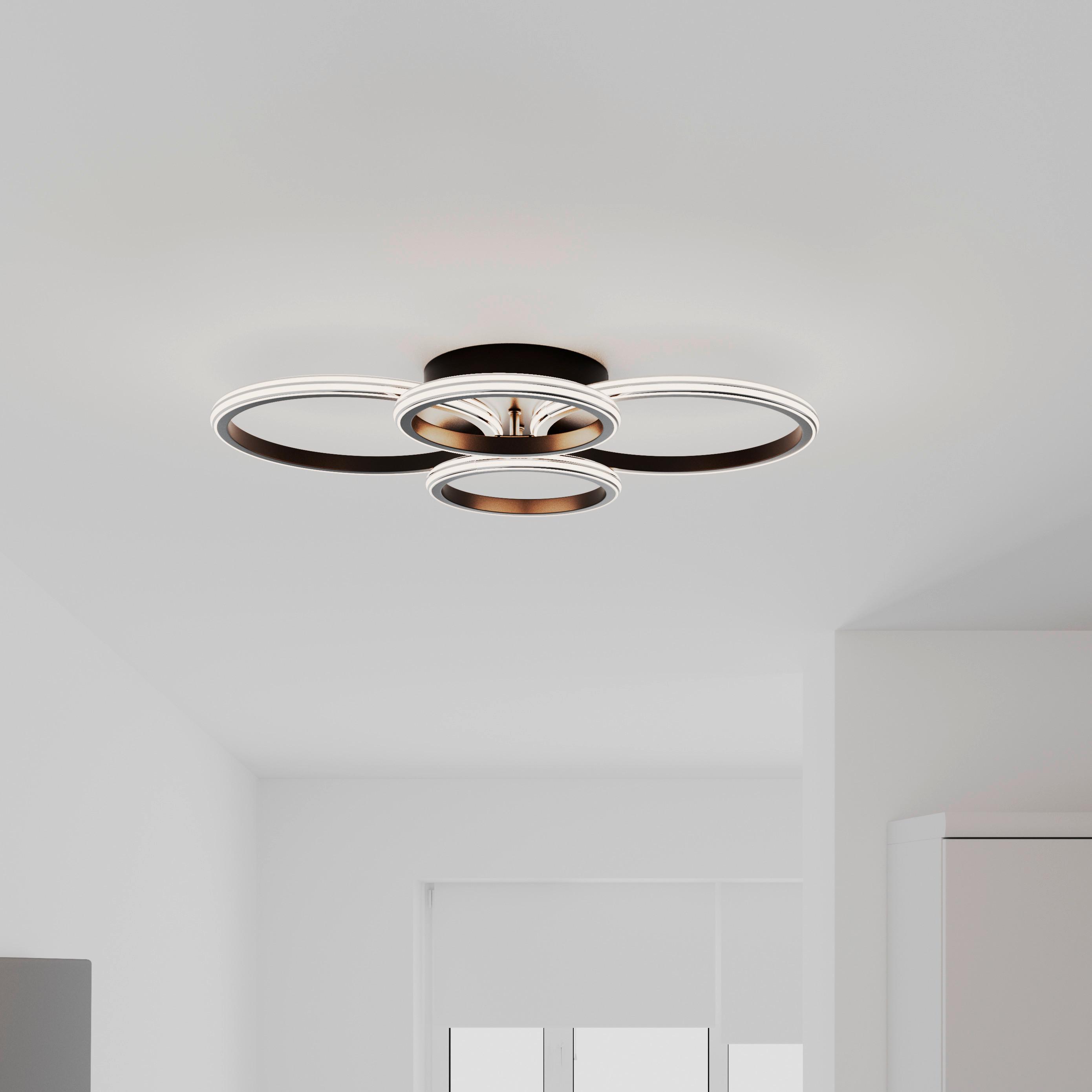 LED-TAKLAMPA MAXI - kromfärg/svart, Modern, metall/plast (62/46/9cm) - Mömax