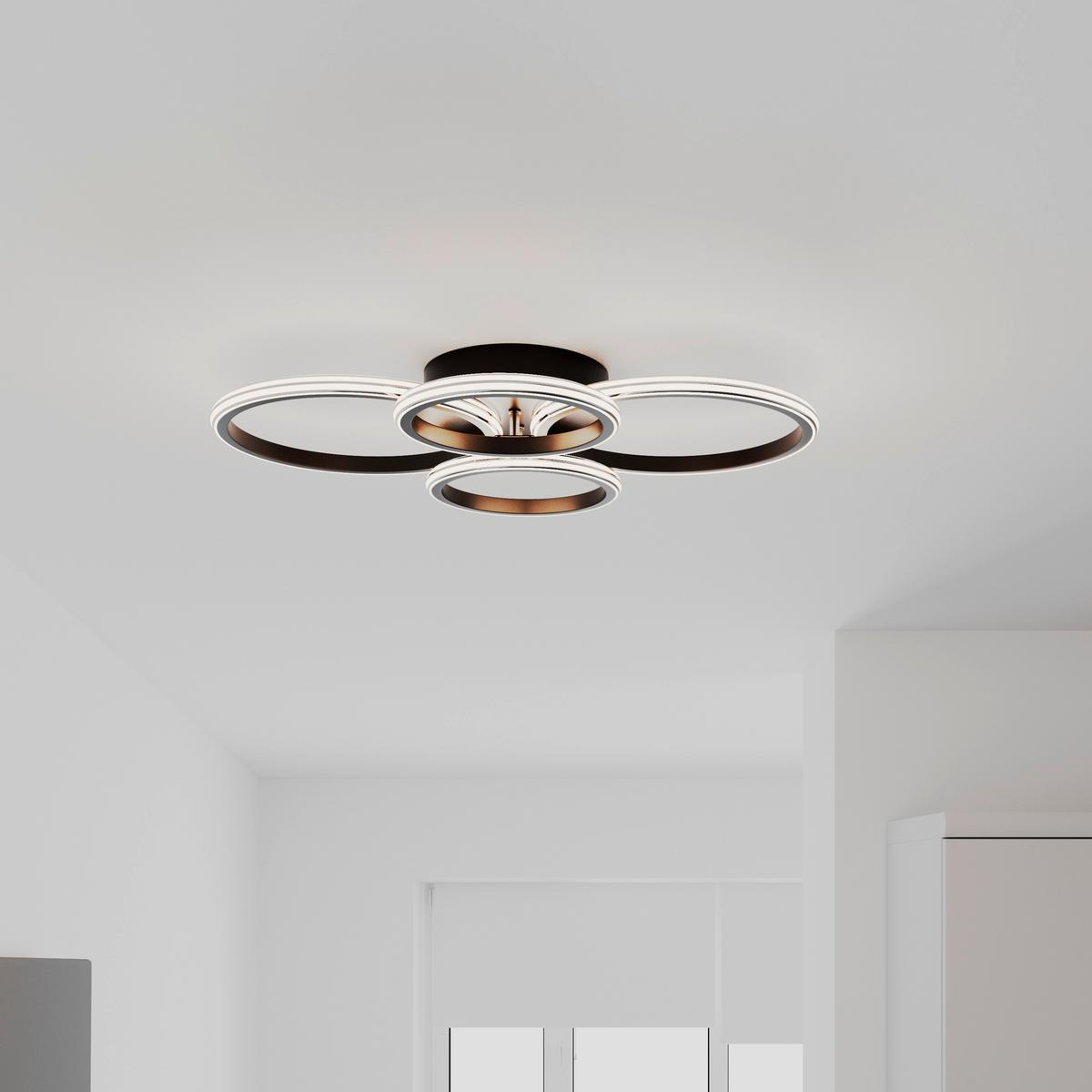 LED-Deckenleuchte Maxi Schwarz/Chromfarben max.33Watt - Chromfarben/Schwarz, MODERN, Kunststoff/Metall (62/46/9cm) - Mömax