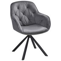 Naslanjač Silvi, Siva, Žamet, Vrtljiv - siva/črna, Konvencionalno, kovina/tekstil (62/85/62cm)