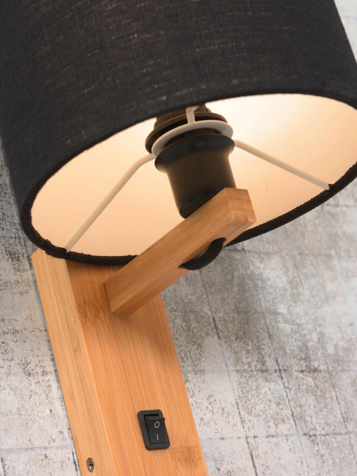 Stenska Svetilka Andes, Črna, Bambus - črna/naravne barve, Trend, tekstil/les (19/24/36cm) - Good & Mojo