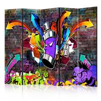 Paravent Graffiti Colourful Attack II Multicolor - Rotbraun/Multicolor, Basics, Holz/Textil (225/172/3cm) - artgeist