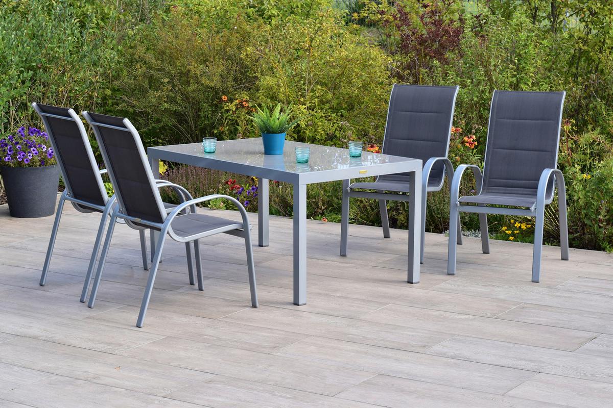 GARTENSET AMALFI DI LUSSO - Anthrazit/Silberfarben, MODERN, Textil/Metall - Gardenson