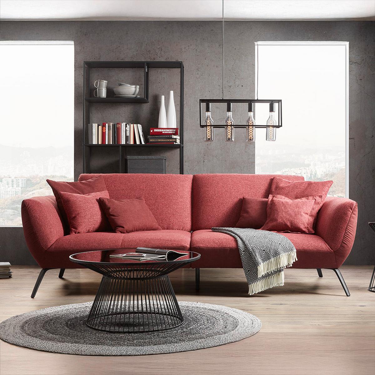 Bigsofa Trendy Bordeaux - Bordeaux/Rot, MODERN, Holzwerkstoff (260/93/124cm) - Premium Living