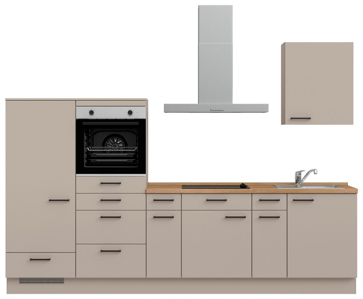 Küchenleerblock Easytouch Low o. Geräte Sandfarben - Sandfarben/Eichefarben, MODERN, Holzwerkstoff/Metall (300cm) - Nobilia