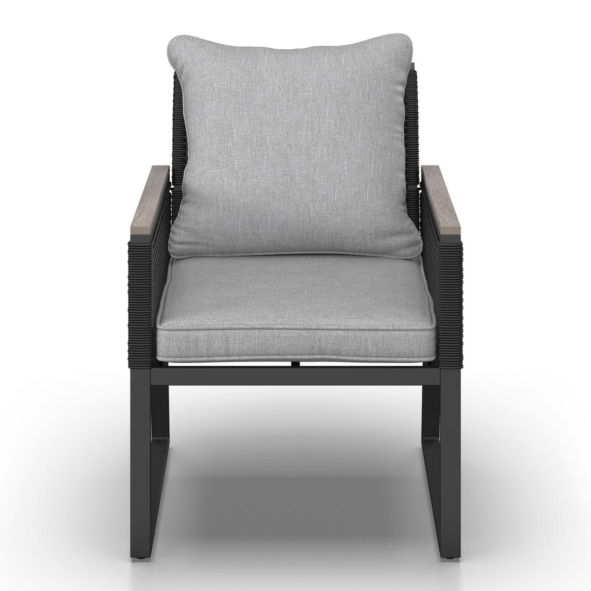 Loungegarnitur Paulina Hellgr. Metall/Textil - Hellgrau/Schwarz, Modern, Glas/Kunststoff (106/74/70,5cm) - Bessagi Garden