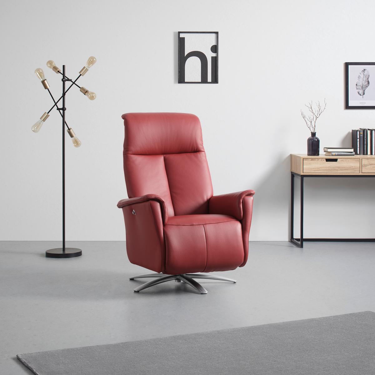 Relaxsessel Tom Leder Rot - Rot, MODERN, Leder/Metall (78/113/85cm) - Premium Living