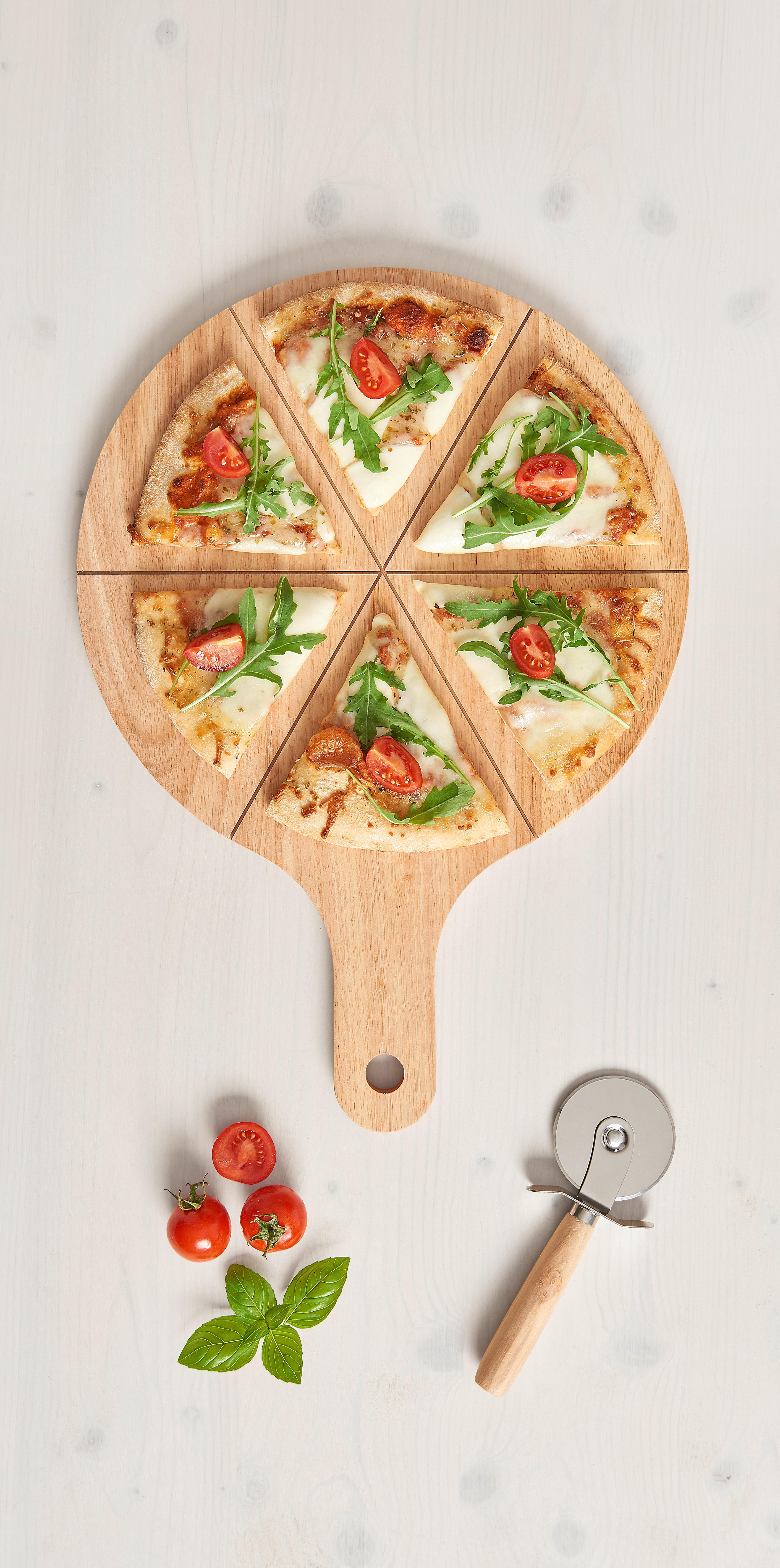Pizzaszett Salvatore - natúr, Modern, fa/fém (32cm) - Zandiara