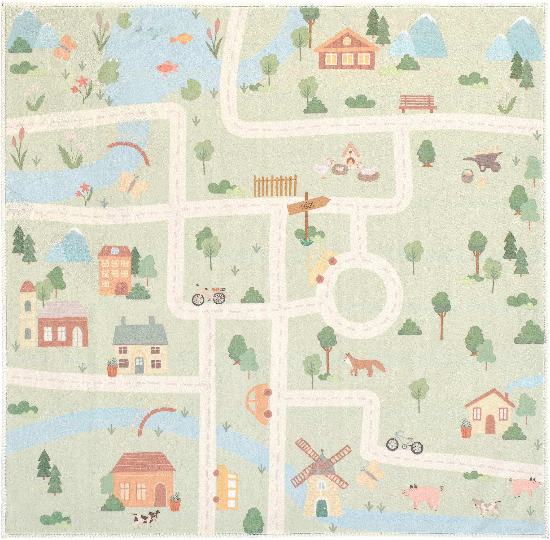 DYWAN DZIECIĘCY ECOVIA LIVING-KIDS8193 - szałwiowy/morela, Trend, tkanina (120/120cm) - Lindorug
