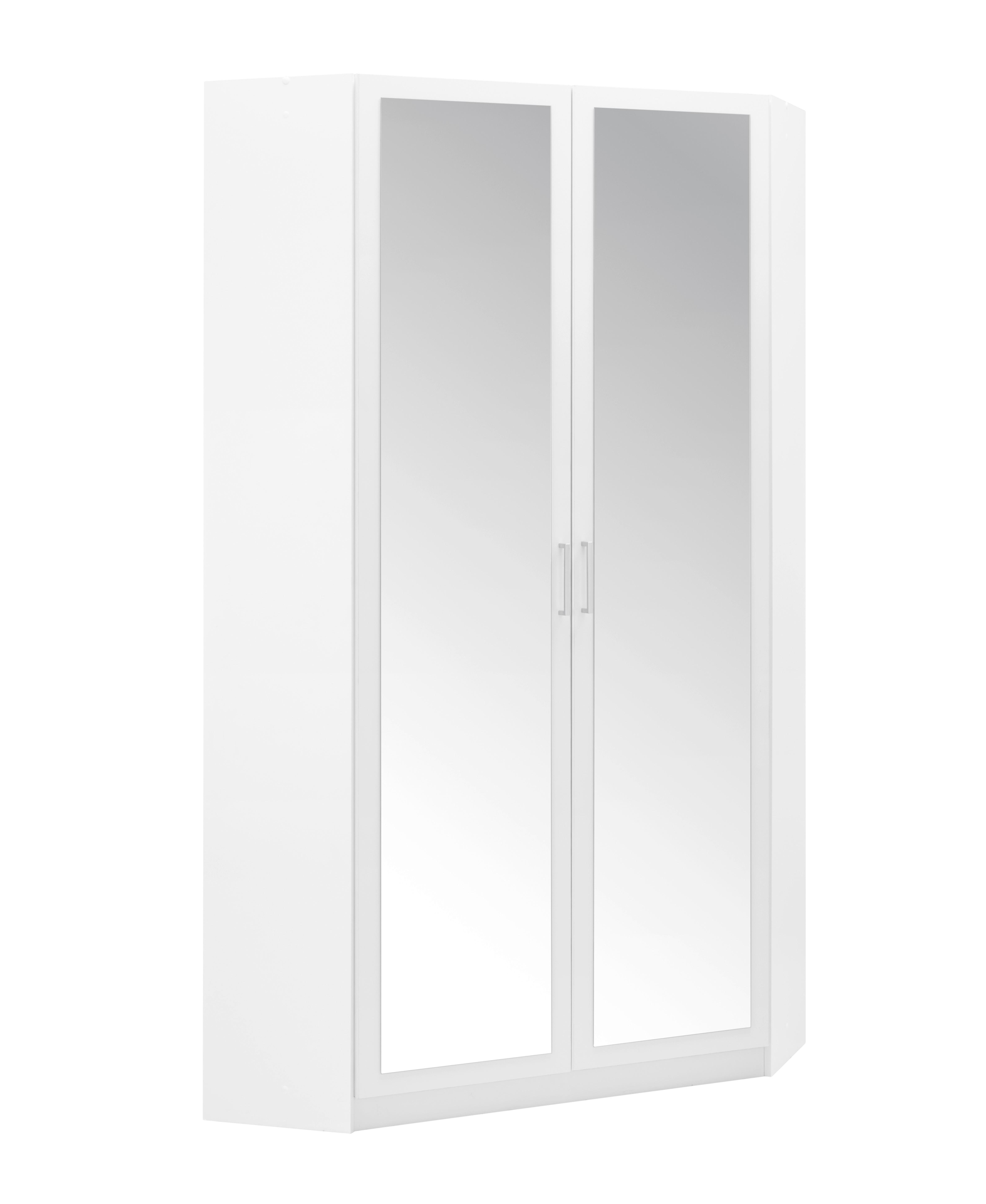 Kotna Omara Za Oblačila Click, Bela, Ogledalo - bela/barve aluminija, Konvencionalno, umetna masa/leseni material (95/198/95cm) - Modern Living