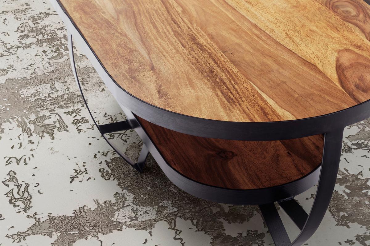 COUCHTISCH WL6.839 - Sheeshamfarben/Schwarz, Design, Holz/Metall (100/50/37,5cm) - MID.YOU