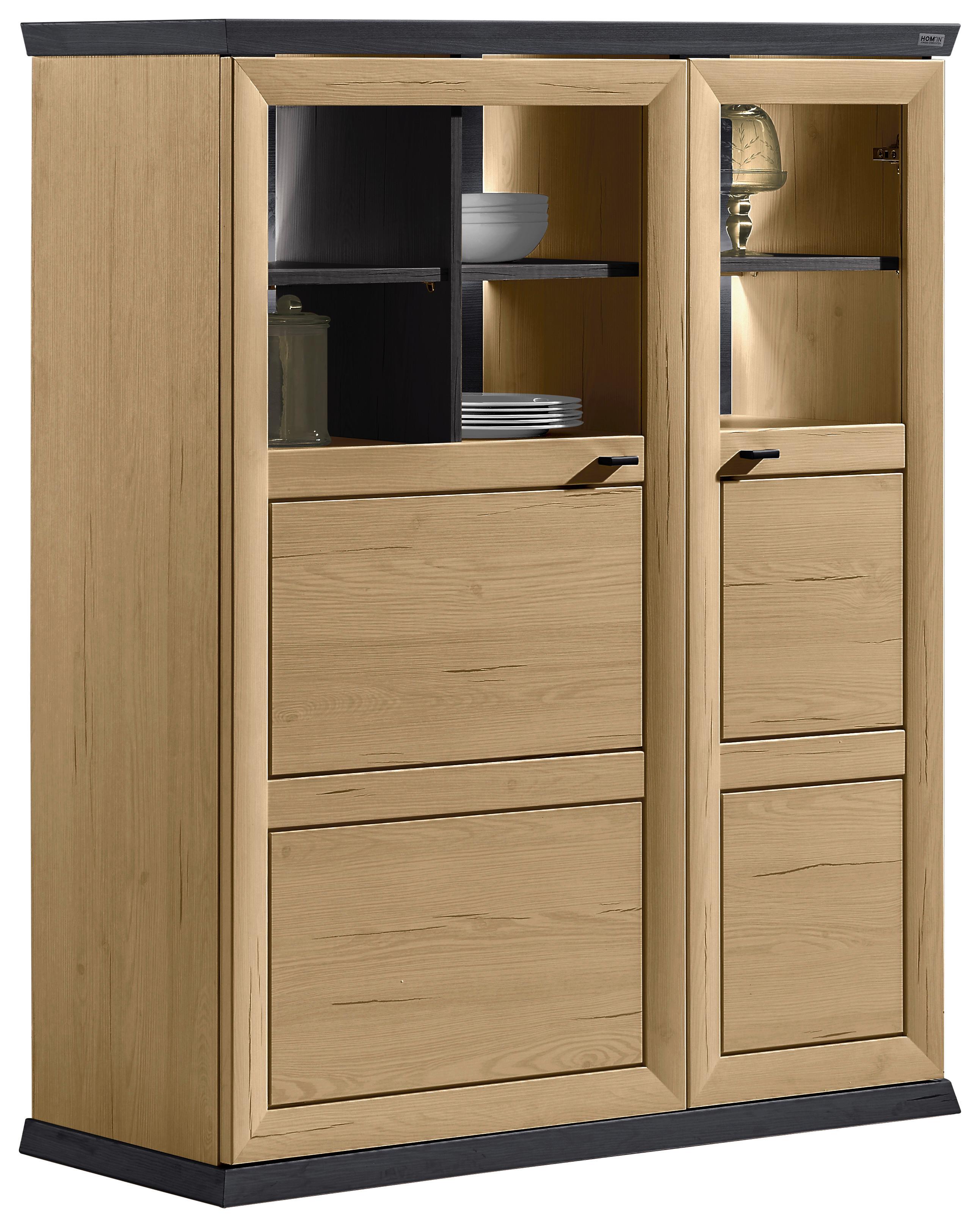 KOMODA WYSOKA BENTON - ciemnoszary/dąb artisan, Romantik / Landhaus, materiał drewnopochodny/metal (110/134/43cm) - Hom`in