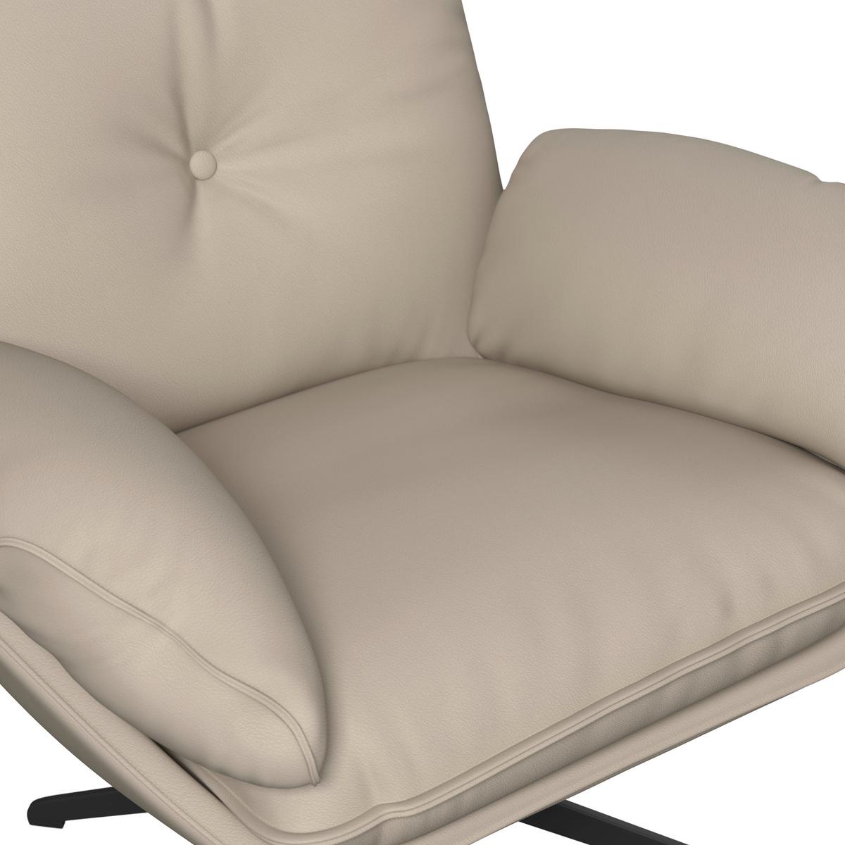 Sessel Andrea Lederlook Beige - Beige/Schwarz, MODERN, Holz/Textil (82/105/80cm) - Bessagi Home
