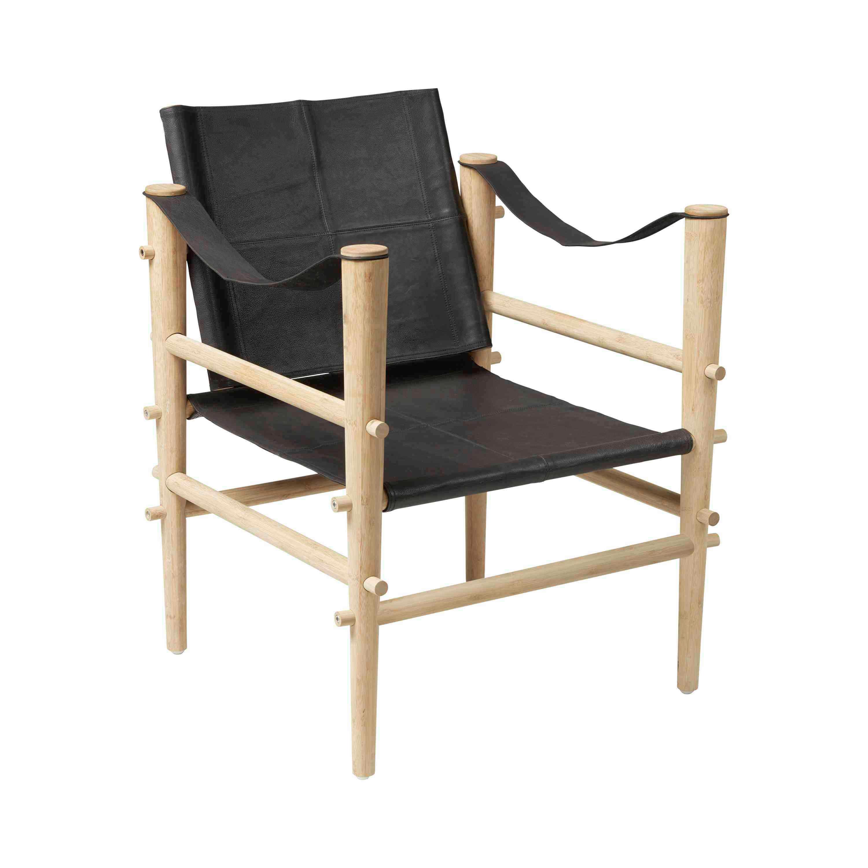 Sessel Noble 3155028 - Schwarz/Naturfarben, Romantik / Landhaus, Leder/Holz (59/79/61cm) - MID.YOU