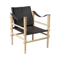 Sessel Noble 3155028 - Schwarz/Naturfarben, Romantik / Landhaus, Leder/Holz (59/79/61cm) - MID.YOU