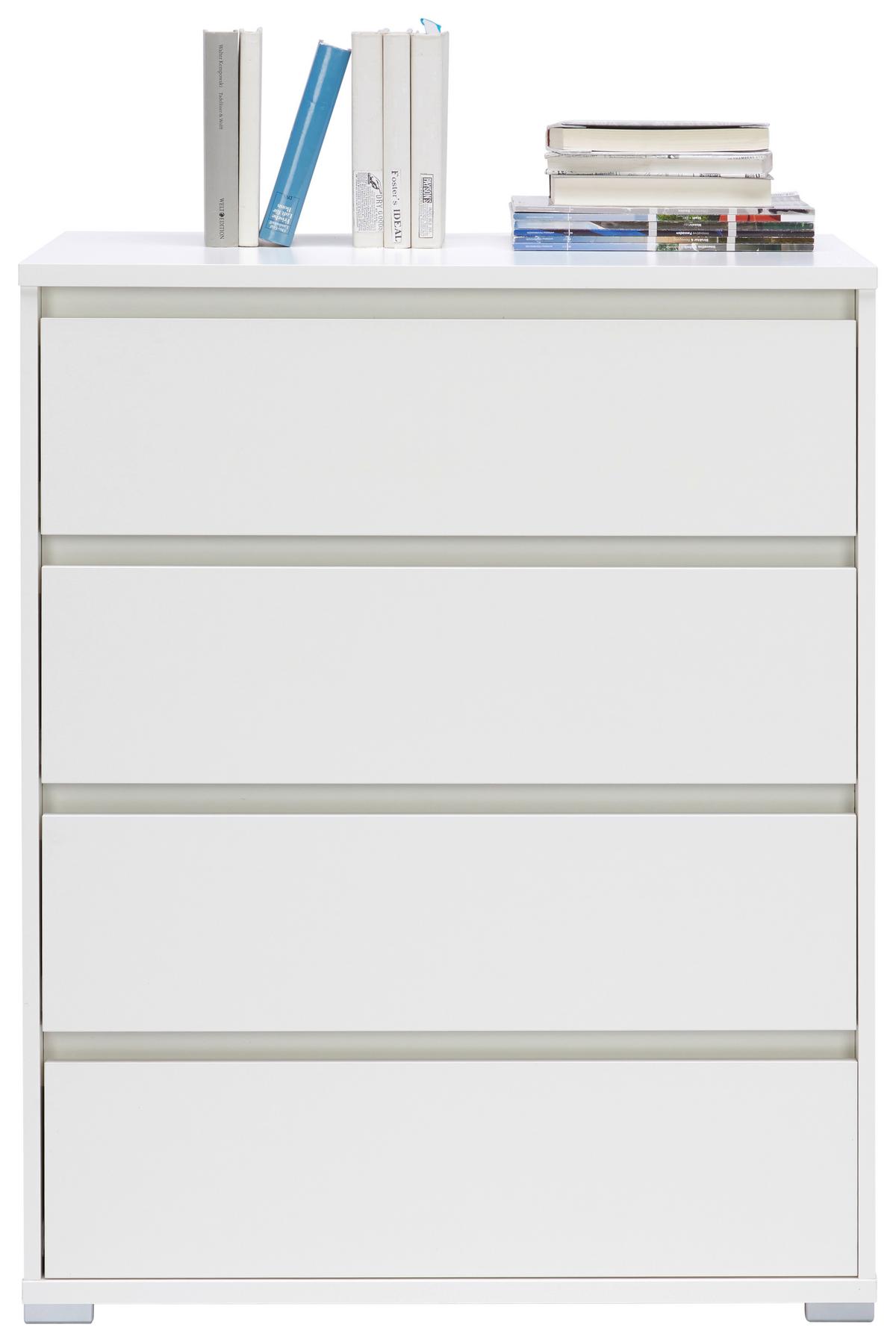 KOMODA LINE - kolor srebrny/biały, Design, materiał drewnopochodny/tworzywo sztuczne (80/103/48cm) - Carryhome