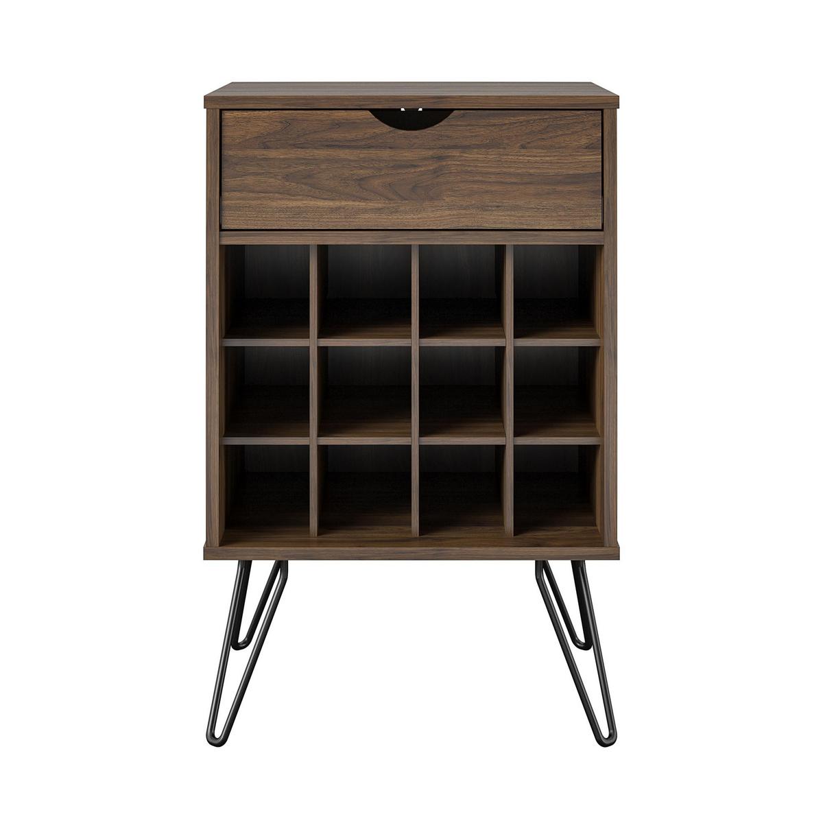 Weinregal Concord Walnussfarben ca.51x80x45cm - Walnussfarben/Schwarz, Design, Holzwerkstoff/Metall (51/80/45cm) - MID.YOU
