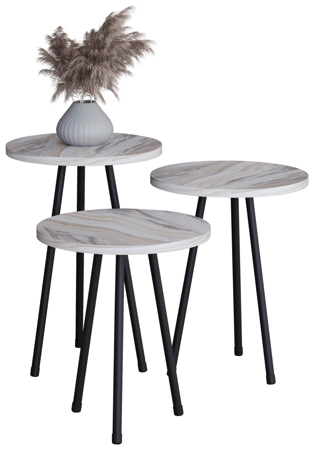 BEISTELLTISCHSET MIROLA - Weiss/Schwarz, Design, Holzwerkstoff (35cm) - MID.YOU