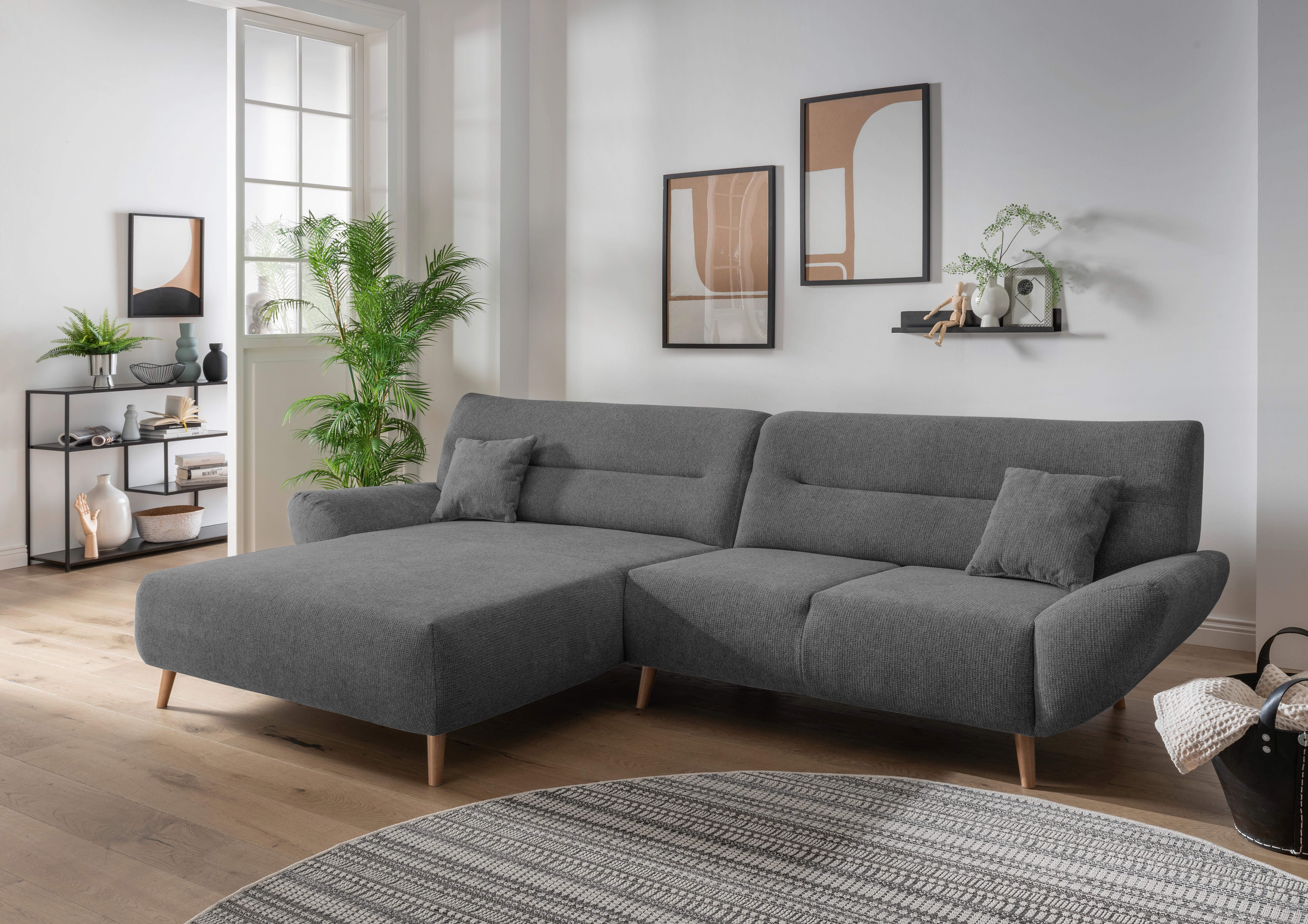 Wohnlandschaft Drago Anthrazit Chenille - Wildeiche/Anthrazit, MODERN, Holz/Textil (166/290cm) - MID.YOU
